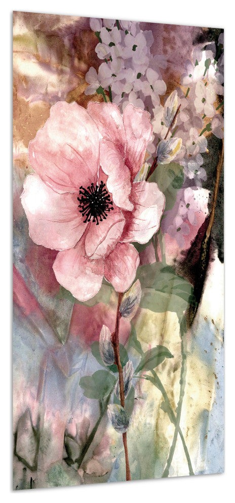 "Pastel Fleur I&II" Frameless Reverse Printed Tempered Glass Wall Art Set of 2