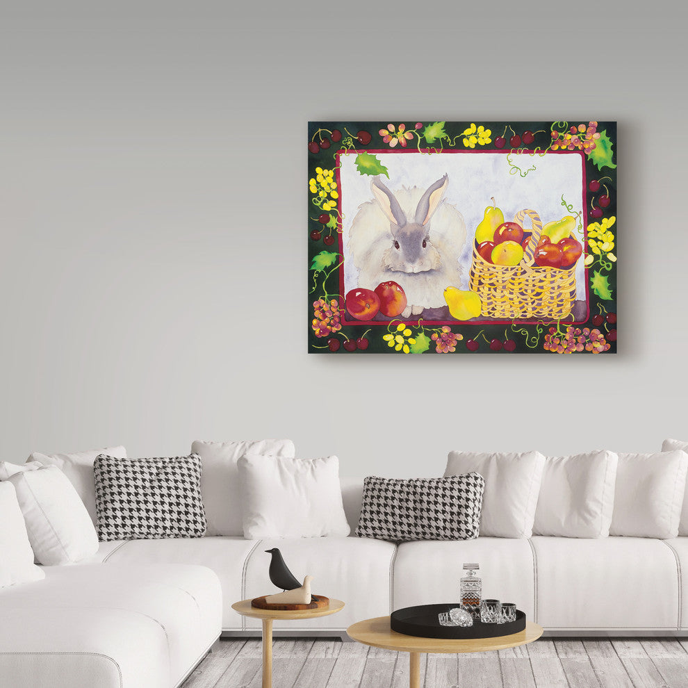"Bunny With Fruit Basket" by Carissa Luminess, Canvas Art