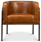 Breda Retro Brown Leather Accent Tub Chair