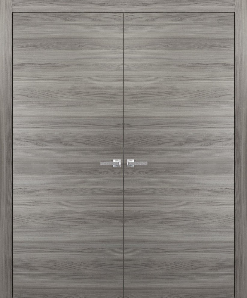 Modern French Double Doors | Planum 0010 Ginger Ash | Bedroom Closet Set Solid,
