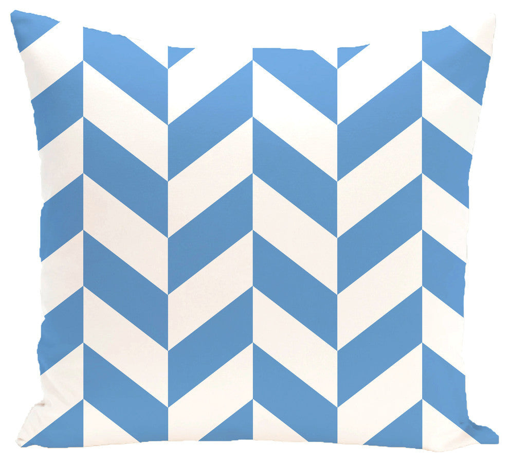 Zigzag Jag Geometric Print Outdoor Pillow, Brighter Sky, 20"x20"