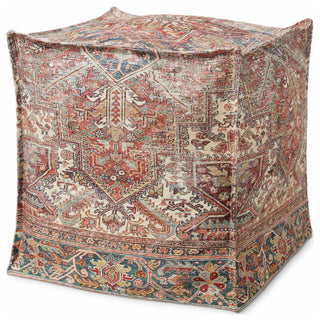 Loloi LPF0024 Rust / Multi 18"W x 18"D x 18"H Pouf