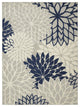 8 x 11 Ivory and Navy Indoor Outdoor Area Rug