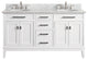 Avanity Madison 61" Double Vanity, White Finish, Carrera White Marble Top