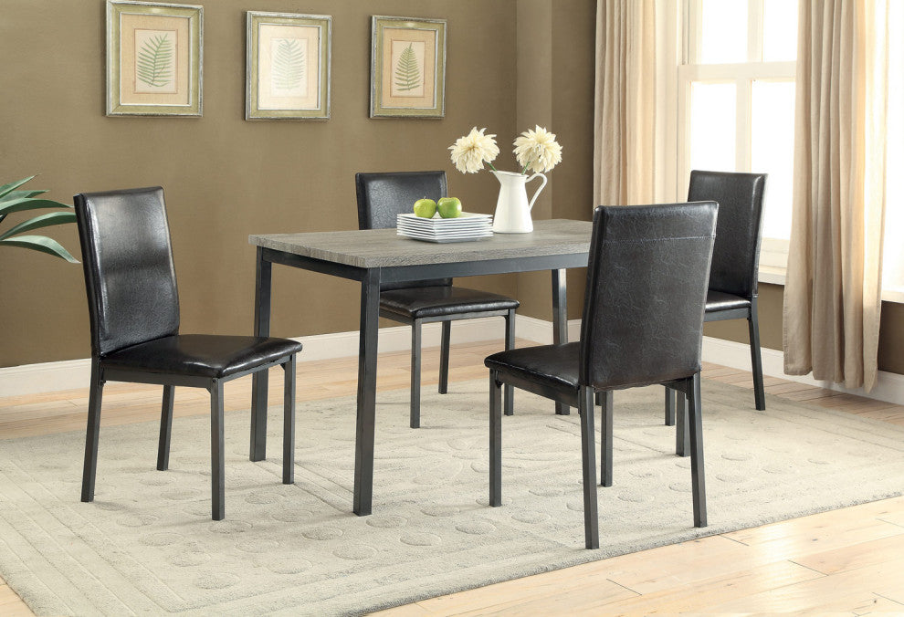 Rectangular Dining Table, Gray and Black