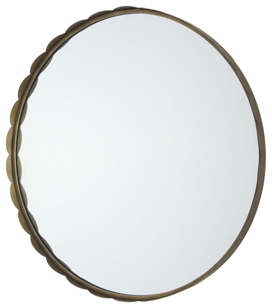 Adelaide 29.7" Gold Metal Scallop Edge Round Mirror