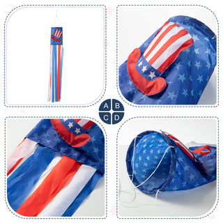 44"H Patriotic Hat/Firecracker Windsocks, 2-Piece Set
