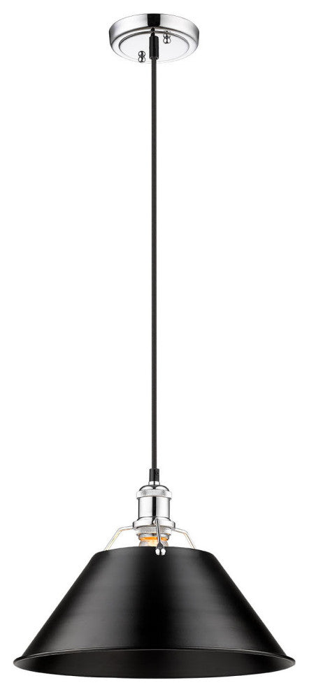 Golden Lighting 3306-L CH Orwell 14"W Pendant - Chrome / Pine Green Shades