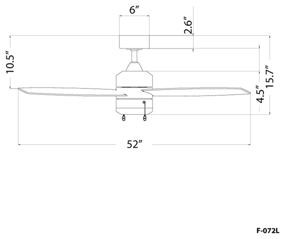Atlantis Indoor/Outdoor 3-Blade Pull Chain Ceiling Fan 52" Matte White With Kit