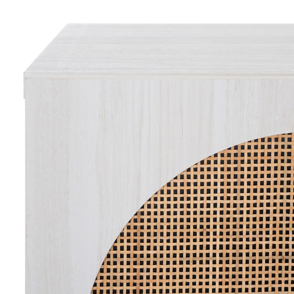 Safavieh Ophelia 2 Door 2 Shelf Media Stand, Bleached White/Natural