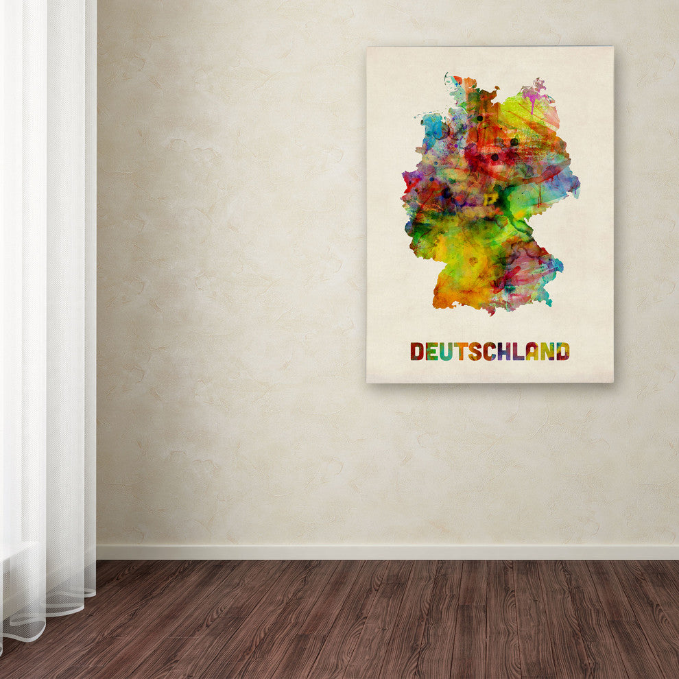 'Germany Watercolor Map' Canvas Art by Michael Tompsett