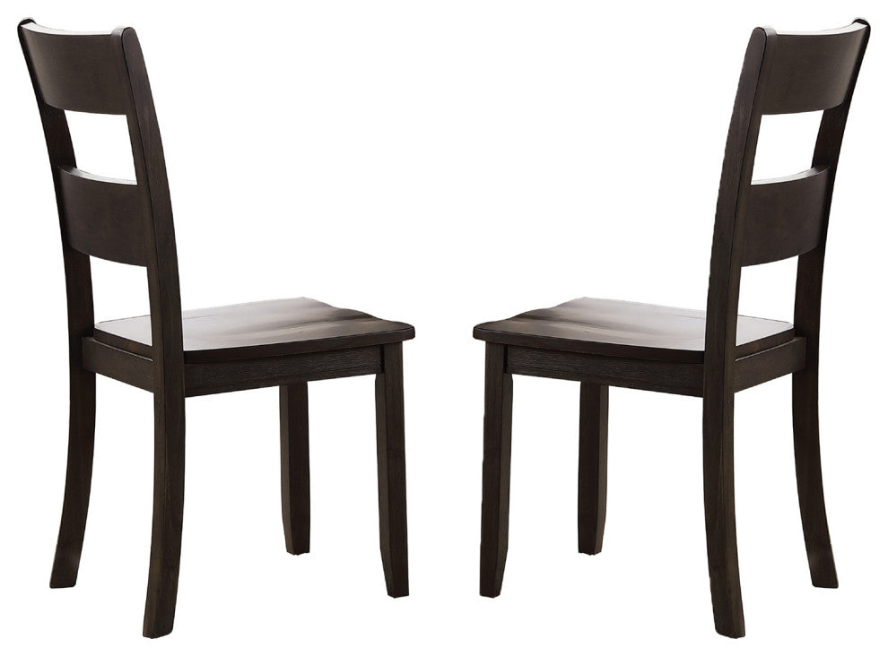 Set of 2 Wood Side Chair, Distressed Walnut Finish