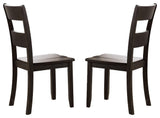 Set of 2 Wood Side Chair, Distressed Walnut Finish