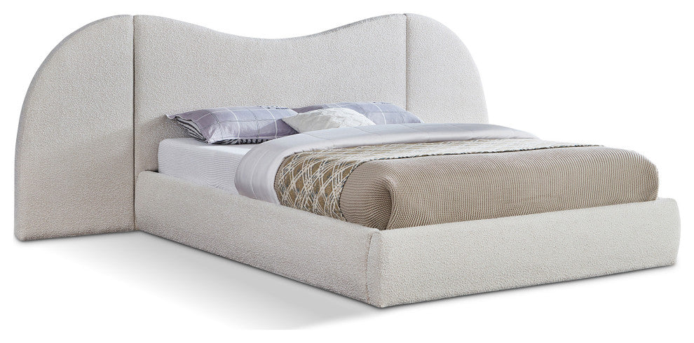 Everest Upholstered Bed, Cream, King, Boucle Fabric