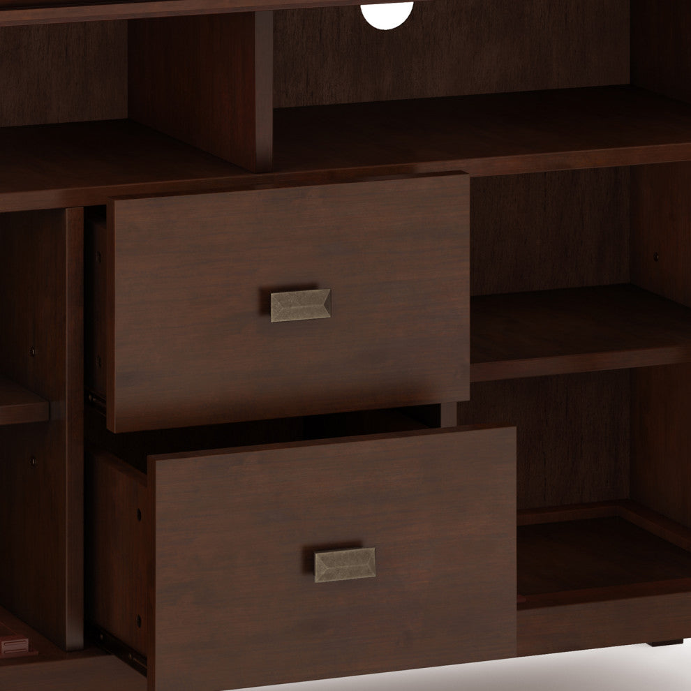 Artisan Solid Wood TV Media Stand in Russet Brown For TVs up to 55"