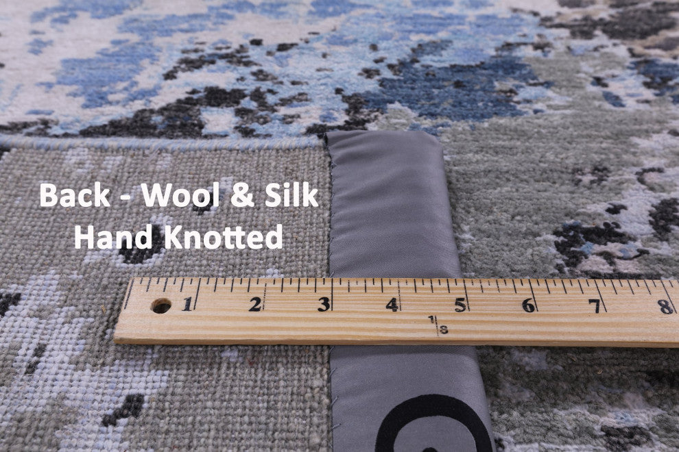 8' 0" X 10' 2" Hand Knotted Abstract Wool and Silk Rug Q8883