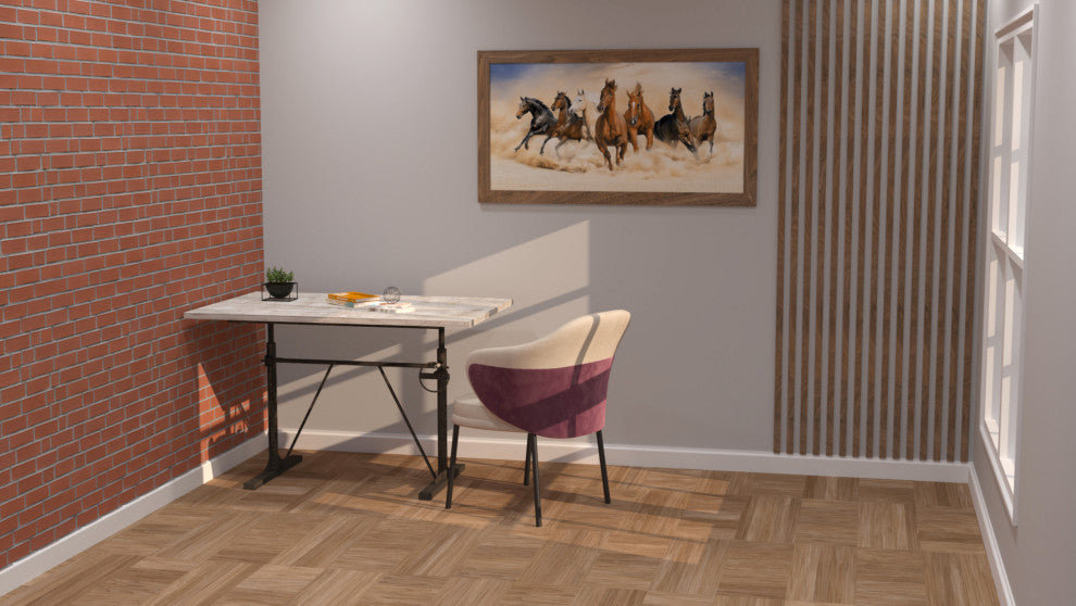 Brio Sit or Stand Adjustable Desk, Natural Driftwood/Aged Iron