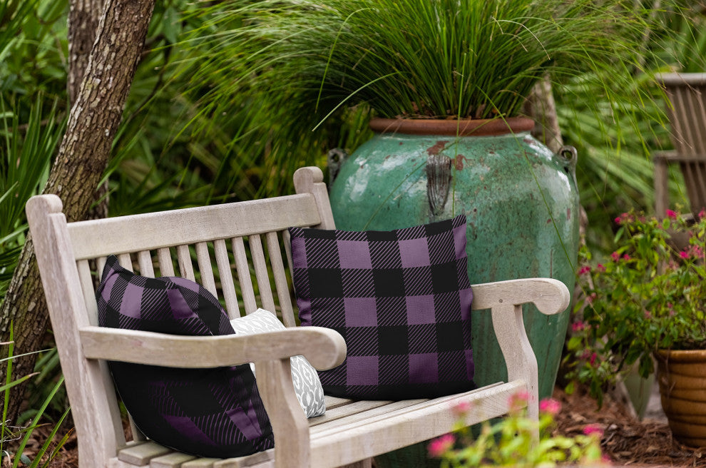 Buffalo Plaid Indoor/Outdoor Throw Pillow, Larkspur, 20"x20"