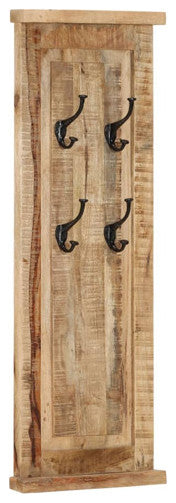 vidaXL Coat Racks Wall Mounted Clothes Rack Hook Hanger 2 Pcs Solid Wood Mango