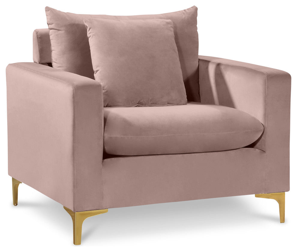 Naomi Velvet Upholstered Chair, Pink
