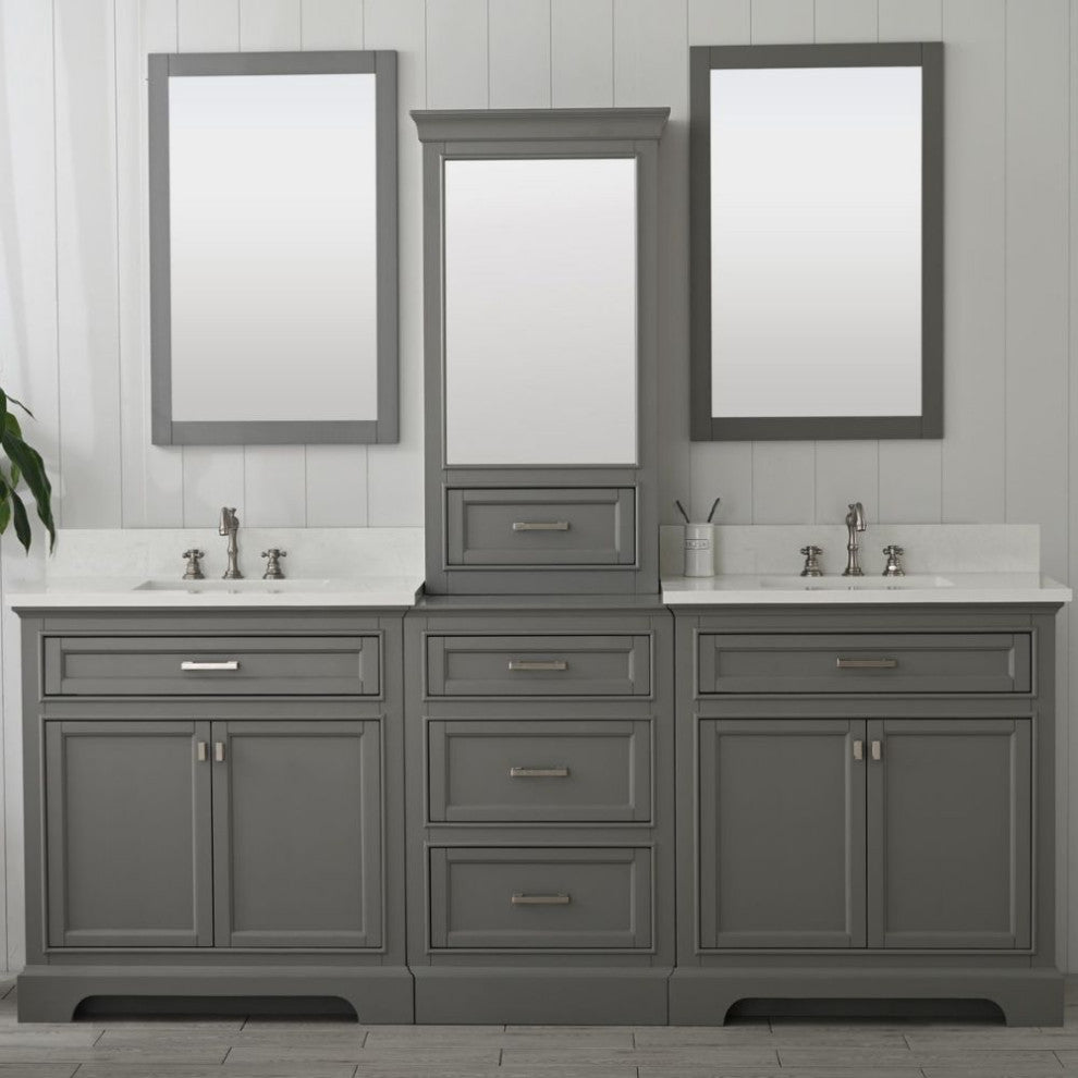 Milano Transitional Gray 96" Double Sink Bathroom Vanity Modular Set