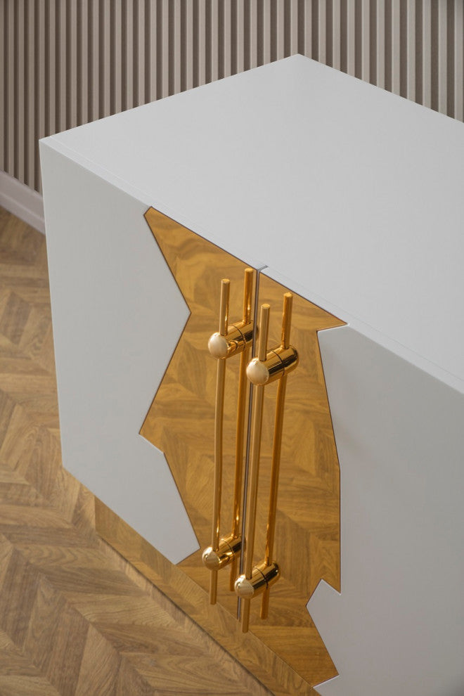 Callista Sideboard, White and Gold