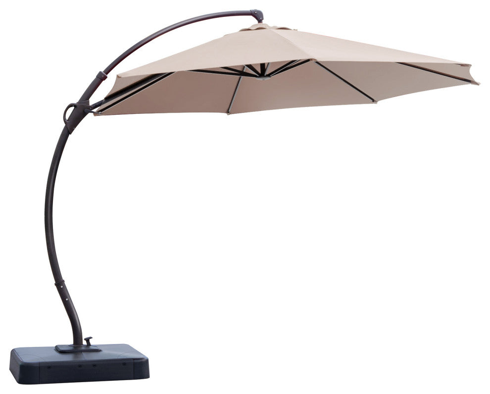 12' Outdoor Patio Hanging Cantilever Curvy Umbrella With 360 Rotation