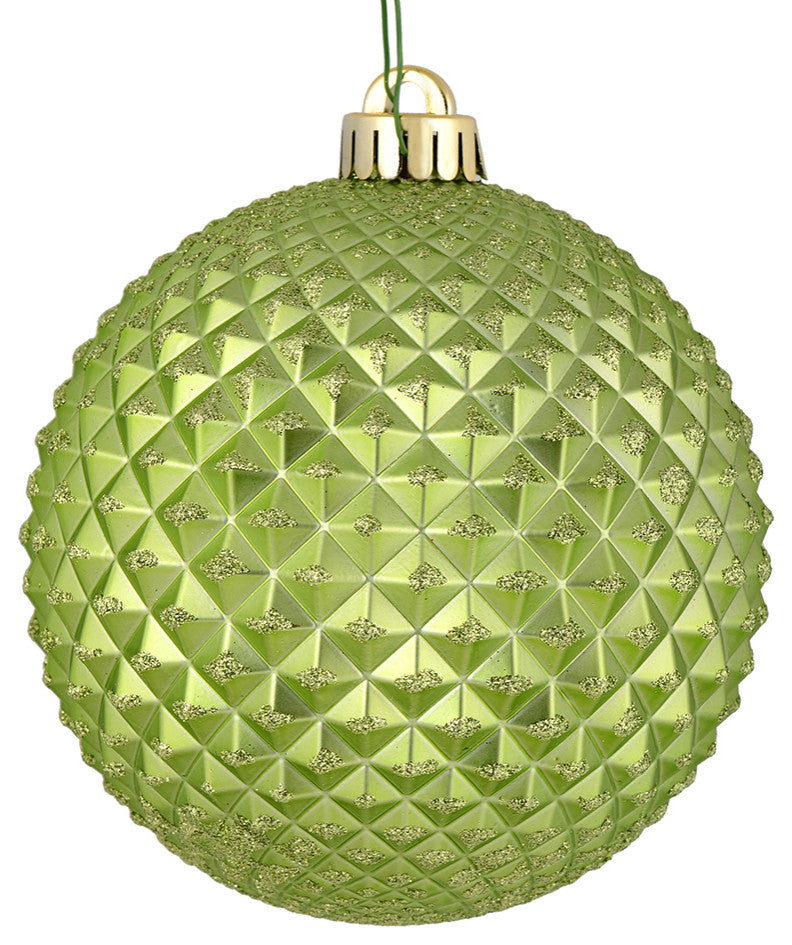 Vickerman 4" Celadon Durian Glitter Ball 6/Bag