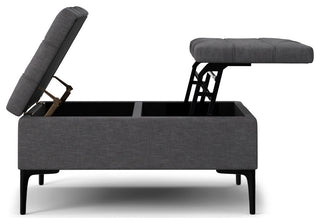 Laura Mid Century Lift Top Storage Ottoman, Slate Grey