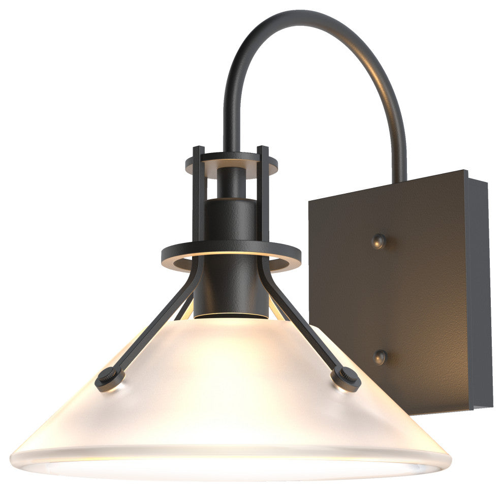 Henry Small Glass Shade Outdoor Sconce, Coastal Black Finish, Frosted Glass