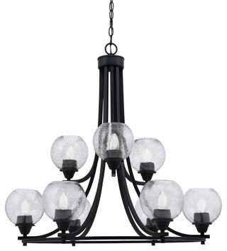 Paramount 9-Light Chandelier, Matte Black, 5.75" Smoke Bubble Glass
