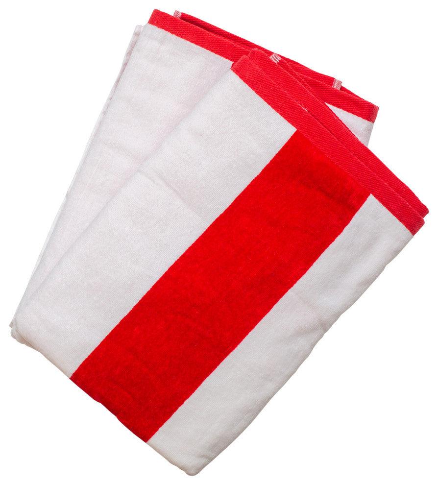 Tropical Cabana 100% Cotton Beach Towel, Set of 2, Red