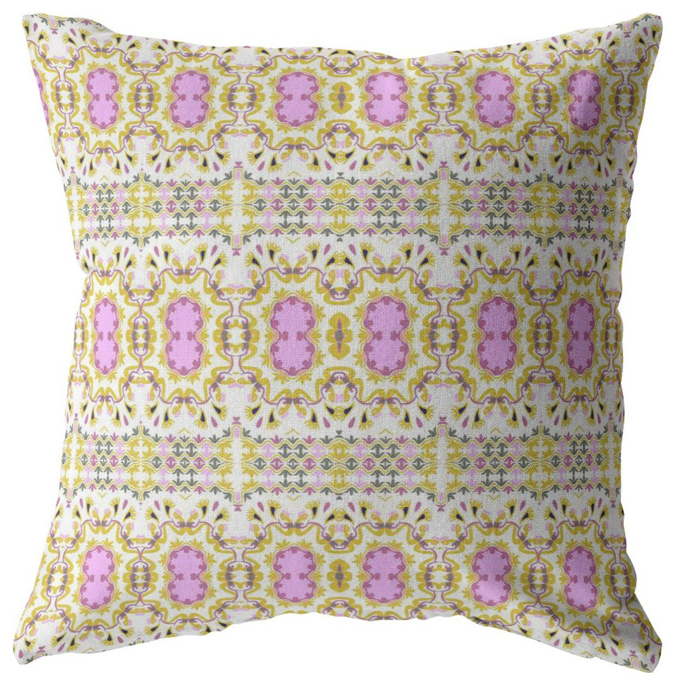 18 Yellow Lavender Geofloral Suede Throw Pillow