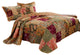 Kamet 3 Piece Fabric Queen Size Bedspread Set with Floral Prints,Multicolor