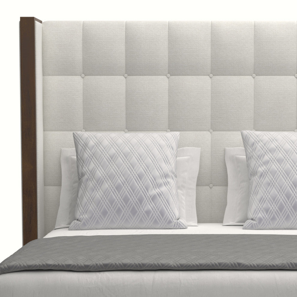 Nativa Interiors Irenne Box Tufted Bed, Off White, King, Medium 67"