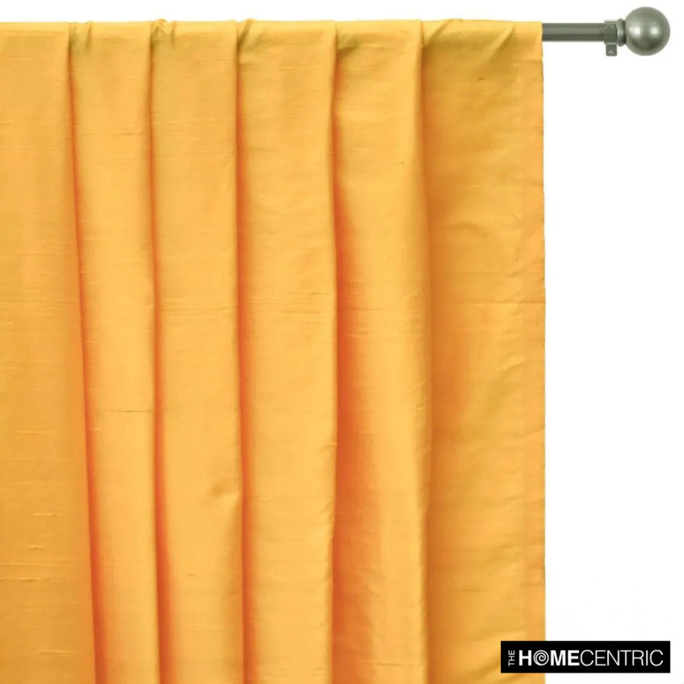 Bright Saffron Yellow Silk Dupioni Fabric By The Yard, 4 Yards For Curtain Dress