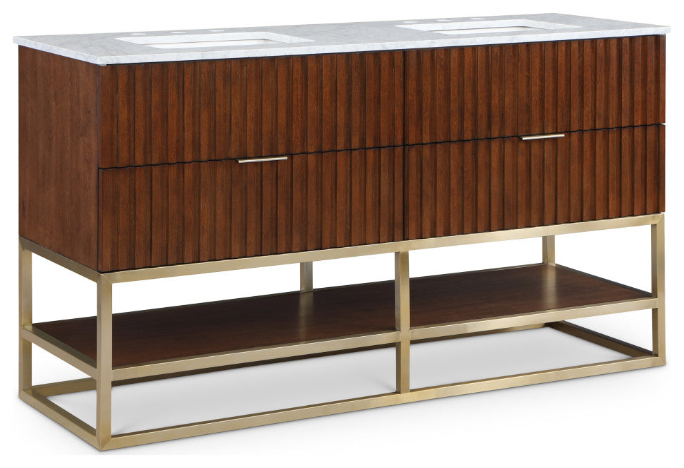 Monad Bathroom Vanity, Walnut, 60" Wide