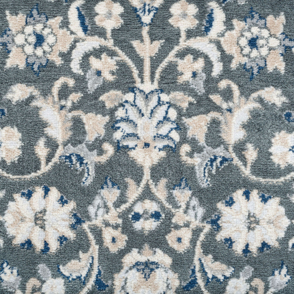 Tessie Traditional Floral Gray Rectangle Area Rug, 5''x7''