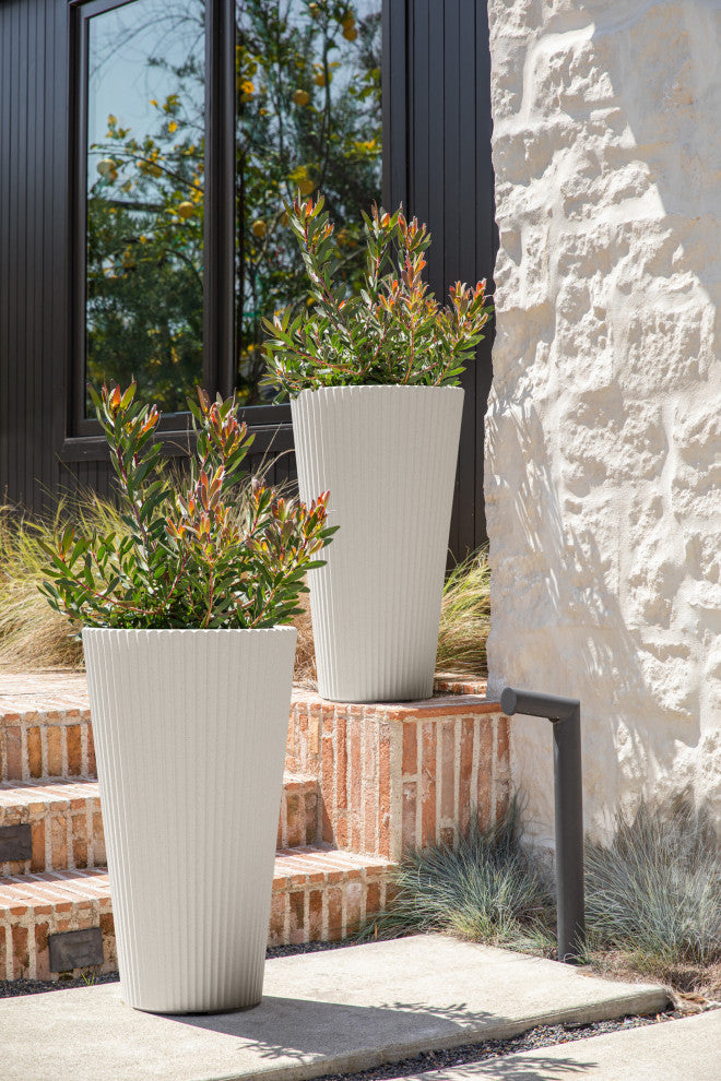 Veradek Demi Series Tall 26" Planter, White, 2 Pack