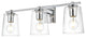 3 Light Chrome And Clear Bath Sconce