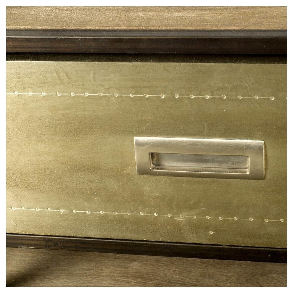Farrow 72.5Lx14Wx20H Brass Wood/Metal TV Stand Media Console With Storage