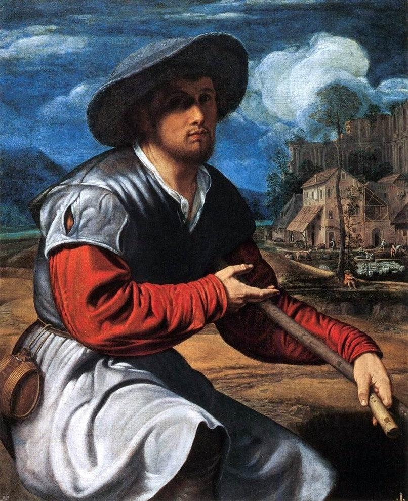 Giovanni Girolamo Savoldo Shepherd With a Flute Wall Decal