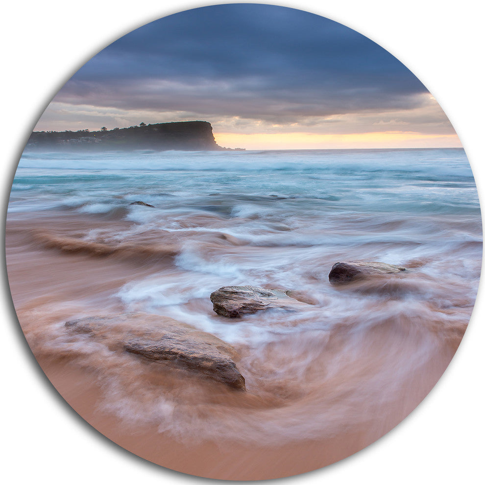 Bright Sydney Sea With Long Waves, Seashore Disc Metal Artwork, 23"