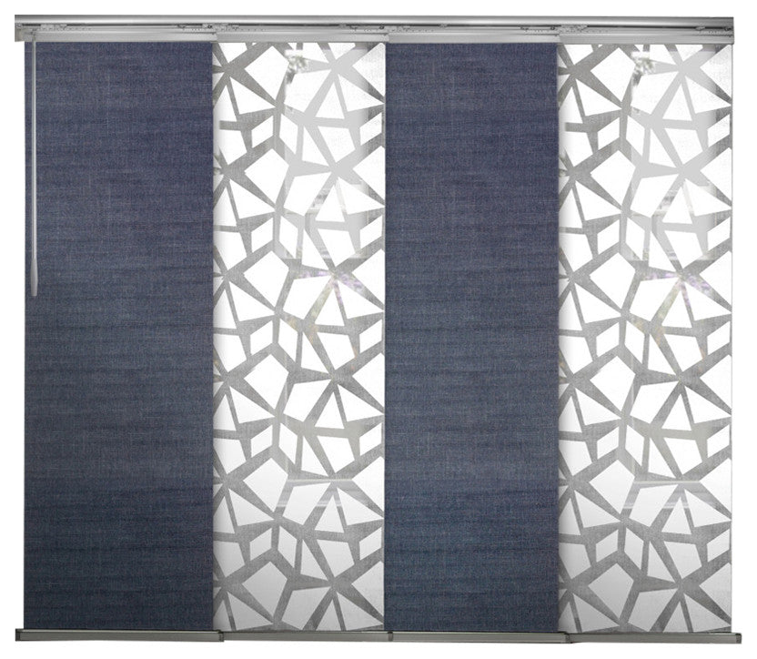 Scattered-Azure 4-Panel Track Extendable Vertical Blinds 94"Hx48-88"W