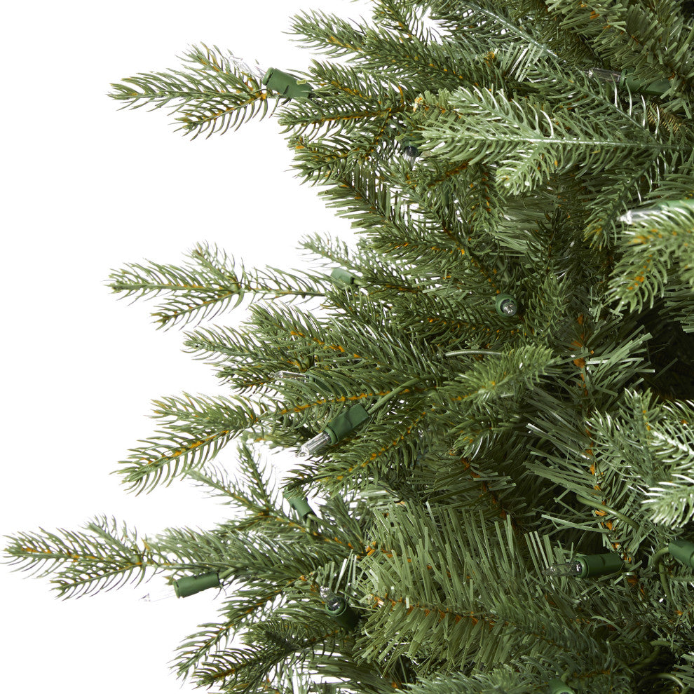 5' New Hampshire Spruce Faux Xmas Tree W/300 White Lights & Bendable Branches