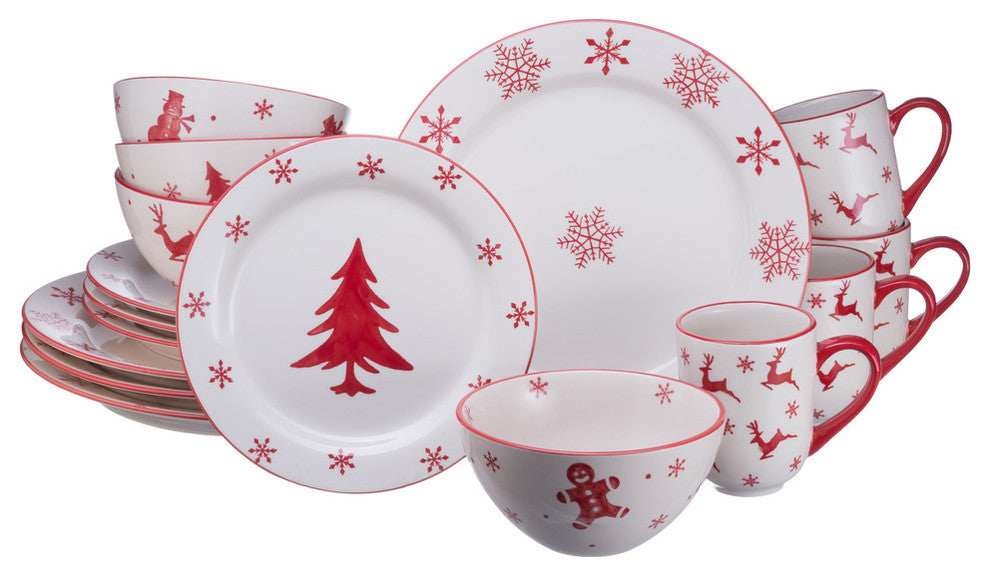 Euro Ceramica Winterfest 16 Piece Dinnerware Set
