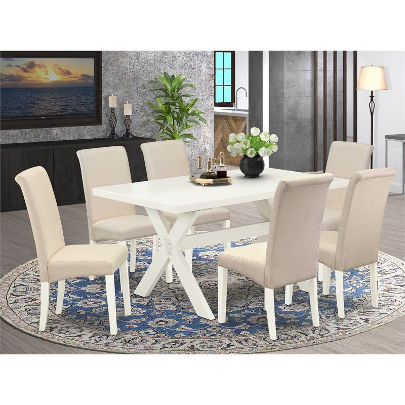 X026Ba201-7, 7-Piece Dining Set, 6 Chairs and Table Solid Wood