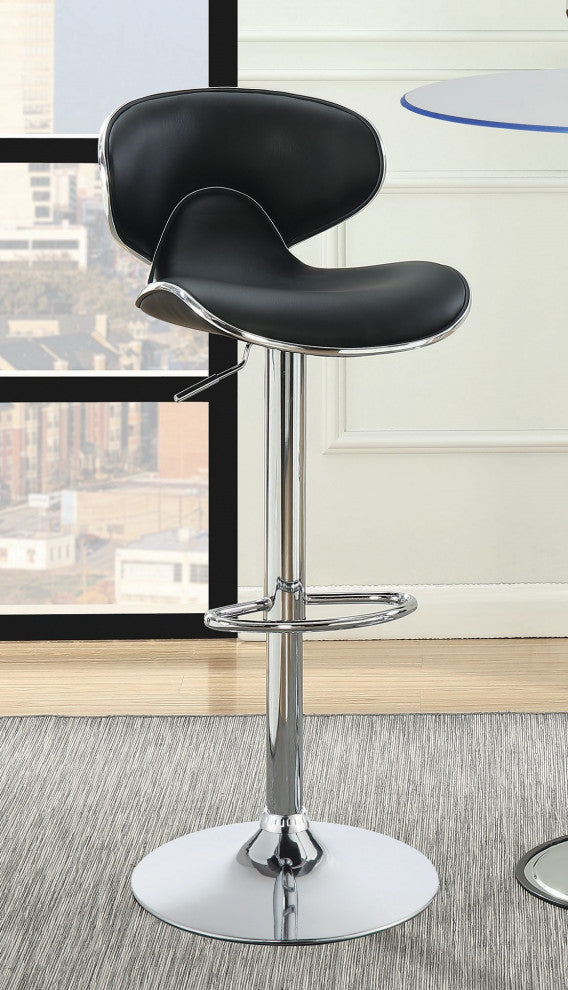 Set of 2 Adjustable Height Bar Stools, Black