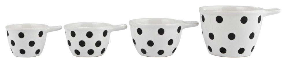 Ceramic Measuring Cups with Polka Dots, Set of 4 Sizes, Black and White