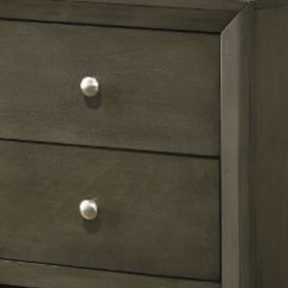 Benzara BM269075 Nightstand With 2 Drawers and Panel Base Support, Gray